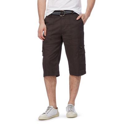 Brown belted cargo shorts